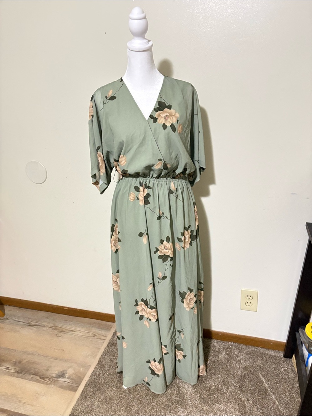 Anrabess Floral Green Maxi Dress